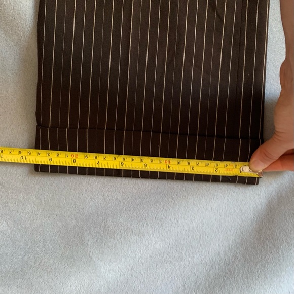 Y2K chocolate brown pinstripe low rise boot cut wide leg pants - Picture 9 of 12